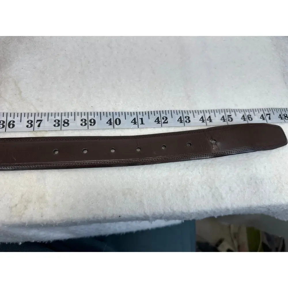 Perry Ellis Reversible Brown and Black Bonded Leather Belt  Silver Buckle SZ 40